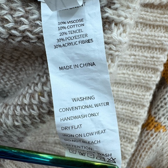 Sinransinya Women’s XL Button Front Cardigan Sweater Cream Abstract Pattern - Picture 7 of 9